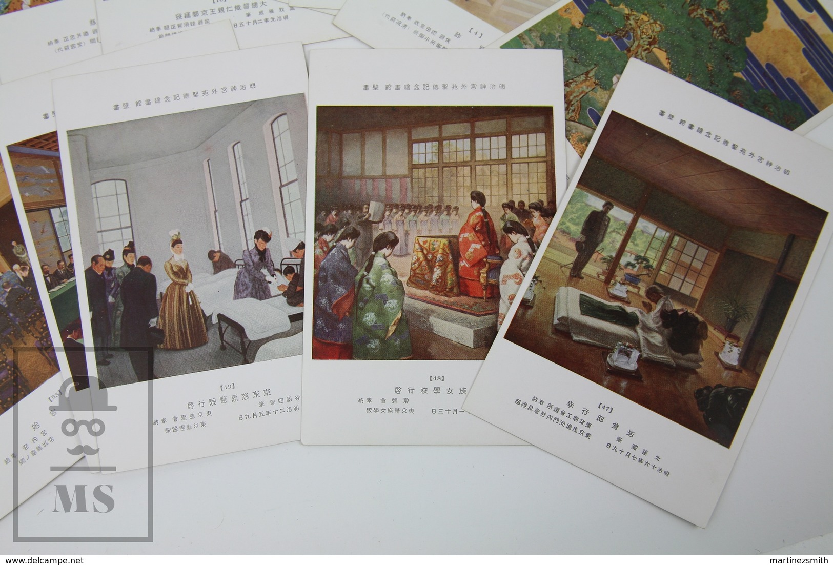 Vintage Japan Postcard Folder  - 40 Different Illustrated Views From Paintings - The History Of Meiji Emperor - WWI - Hiroshima