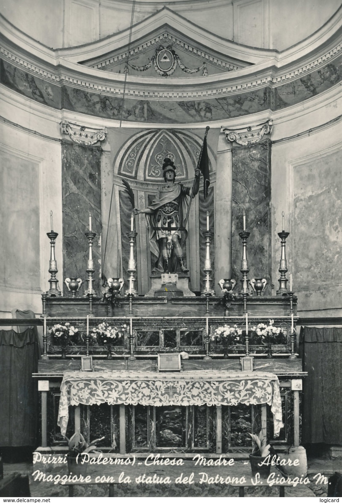 PRIZZI (PA) LA CHIESA MADRE - ALTARE MAGGIORE CON LA STATUA DEL PATRONO - SAN GIORGIO MARTIRE 1957 - Palermo