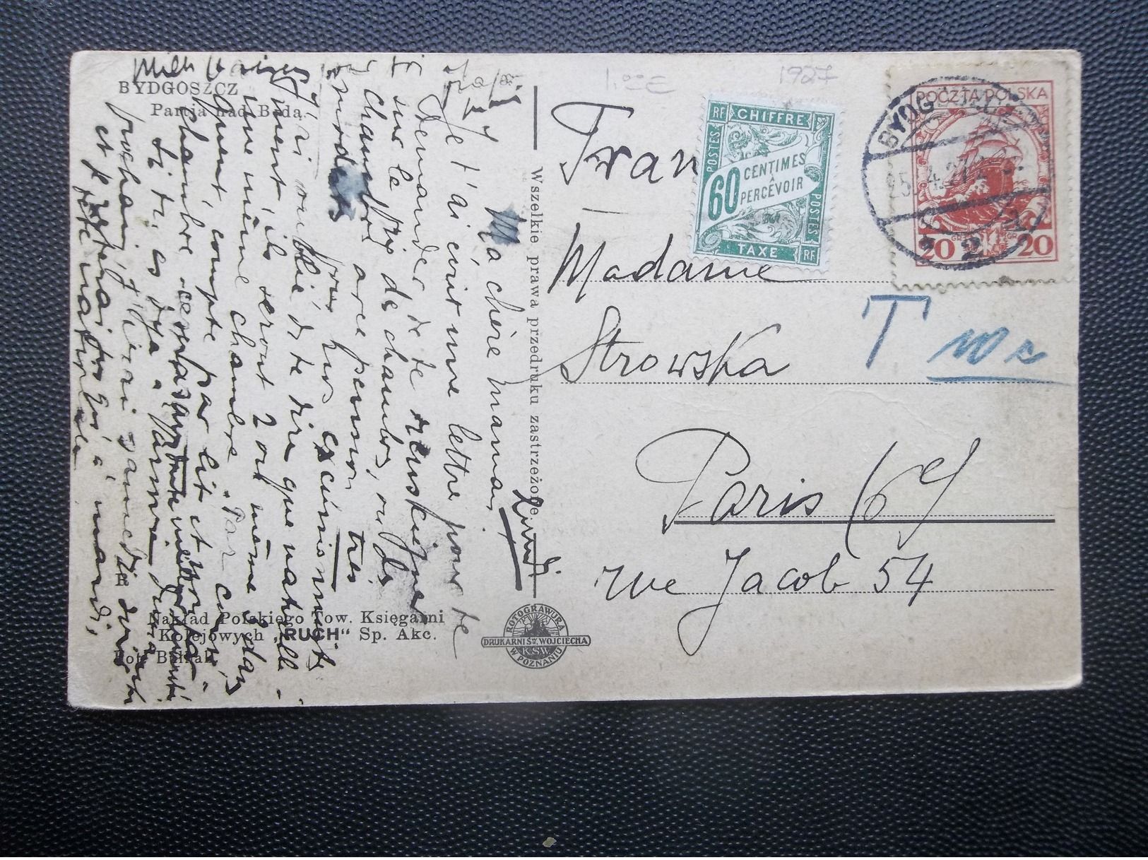 Poland: 1927 PPC To Paris (#RP6) - Briefe U. Dokumente