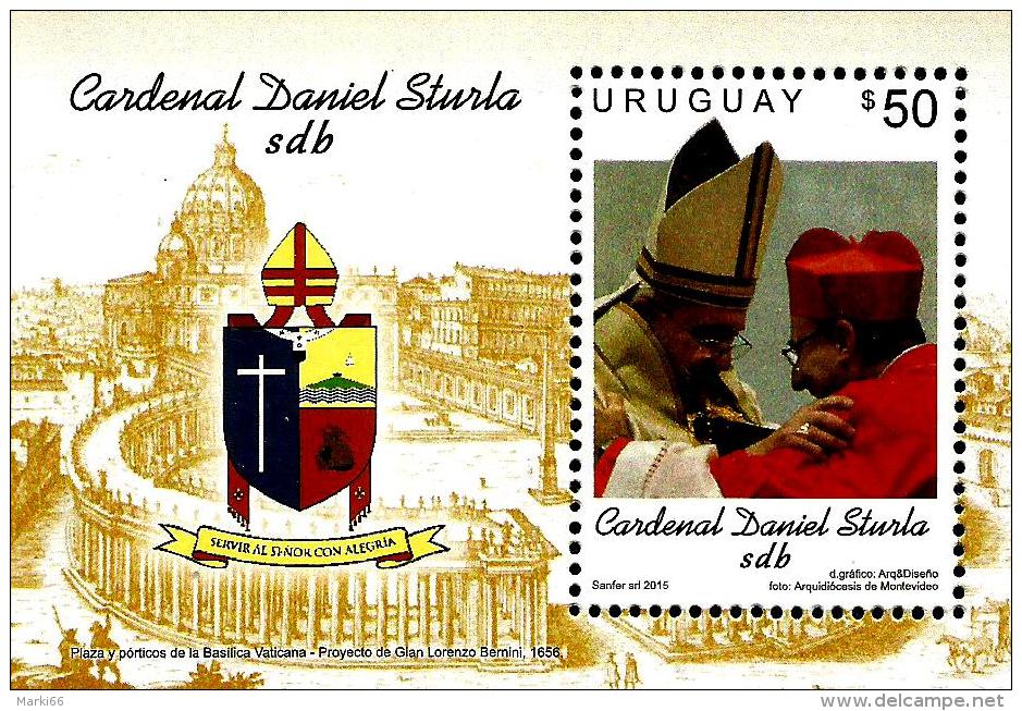 Uruguay - 2015 - Cardinal Daniel Sturda And Pope Benedict XVI - Mint Souvenir Sheet - Uruguay