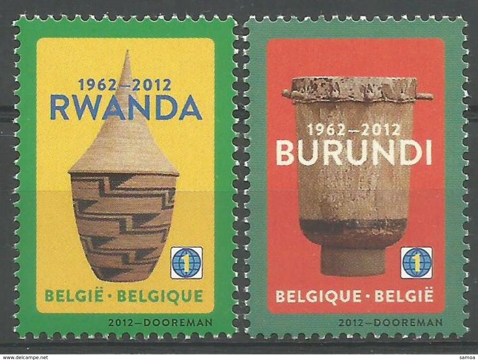 Belgique 2012 4240-41 ** Rwanda Burundi 50 Ans Indépendance Panier Tambour - Ongebruikt
