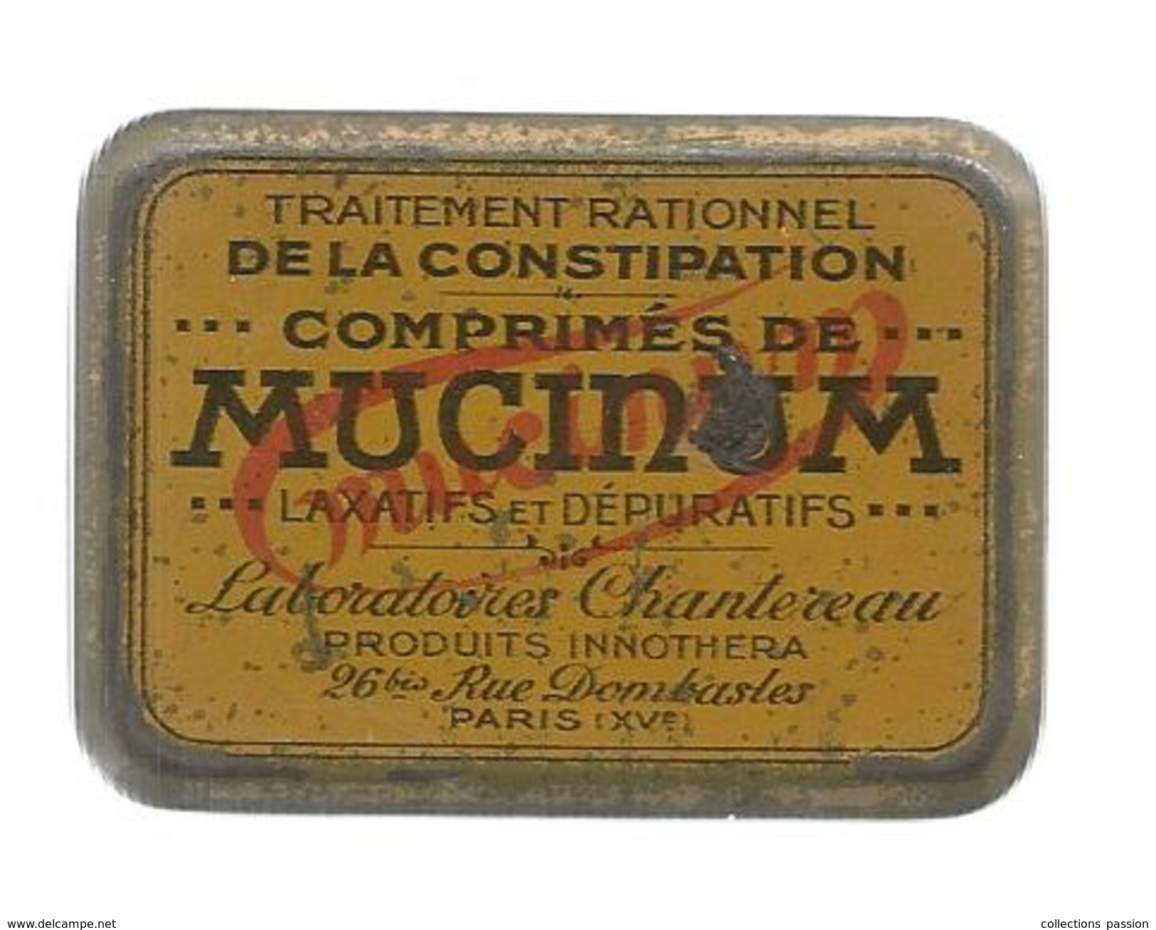 G-I-E, Boite , Traitement De La Constipation , MUCINUM , Laboratoires CHANTEREAU , Paris , 5 X 4 Cms , Frais Fr : 2.45 & - Boîtes