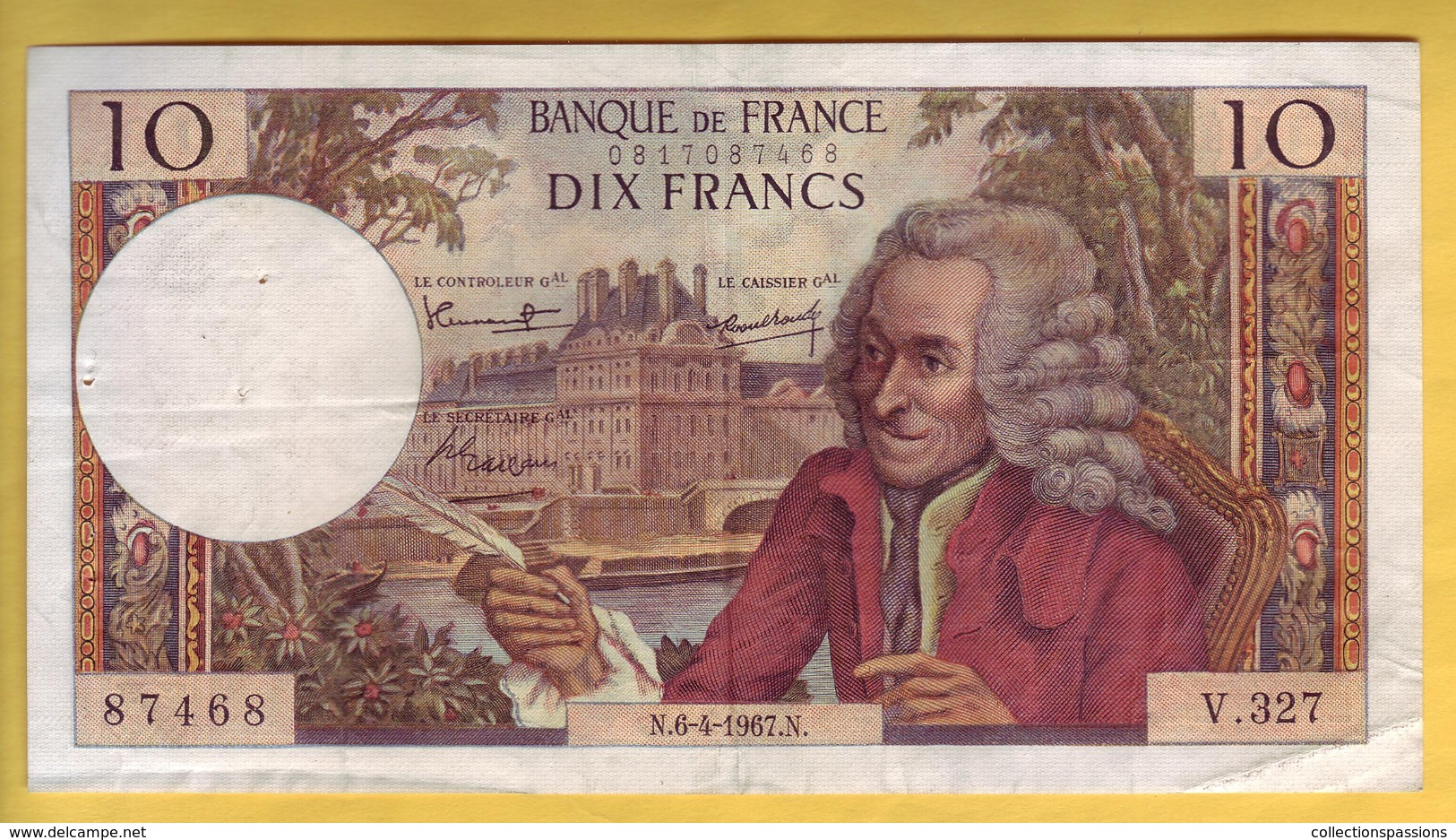 BILLET FRANCAIS - 10 Francs Voltaire 6-4-1967 TTB - 10 F 1963-1973 ''Voltaire''