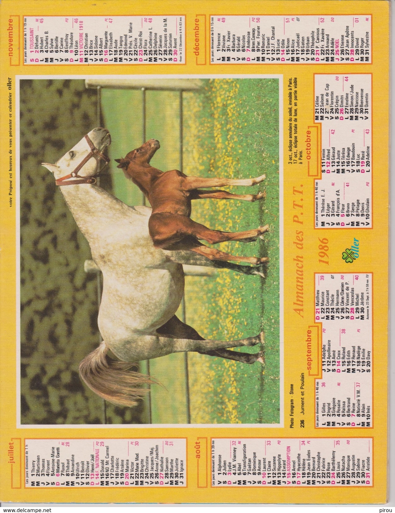 CALENDRIER PTT 1986 - Big : 1981-90