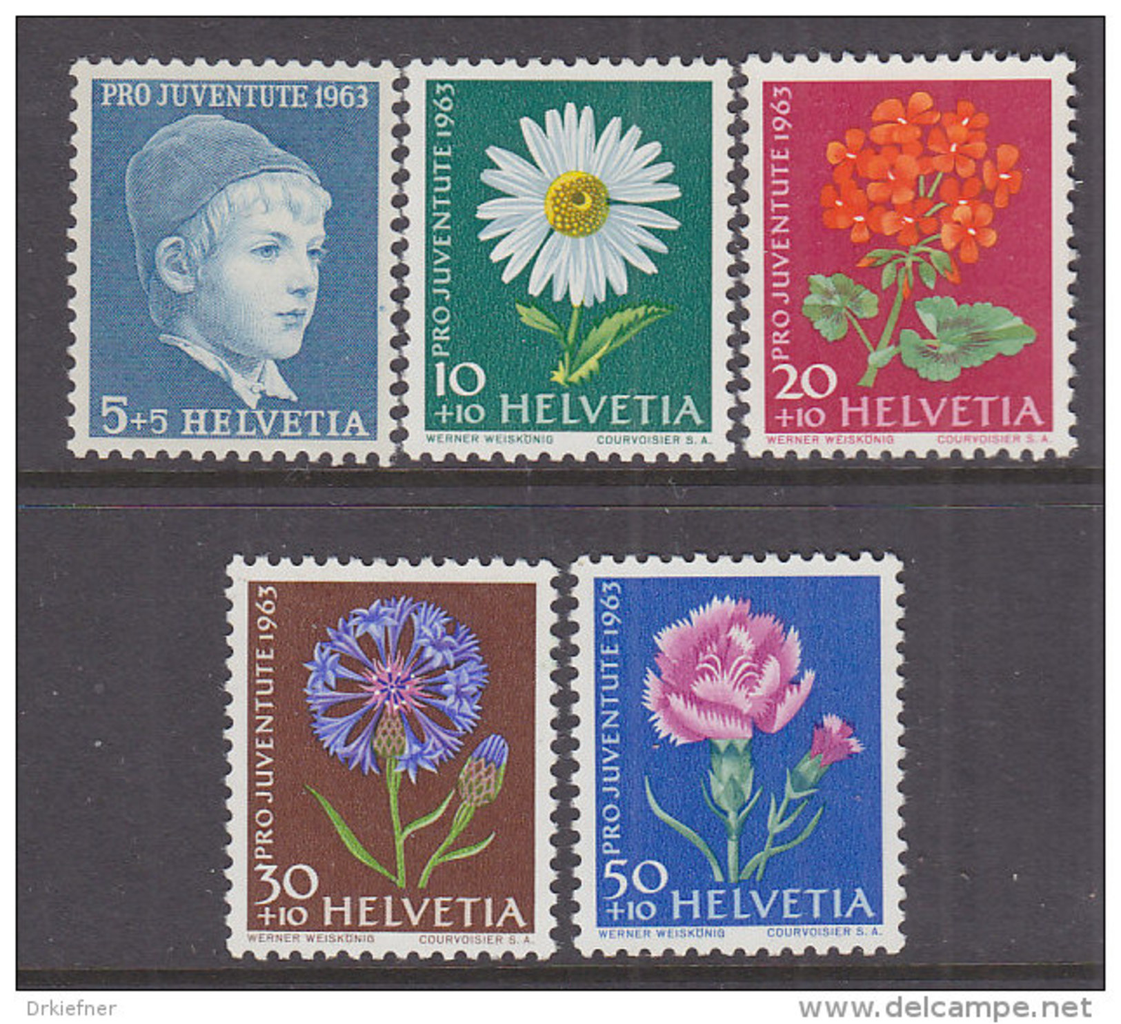 SCHWEIZ 786-790 Postfrisch **, Pro Juventute 1963, Wiesen- Und Gartenblumen - Ungebraucht