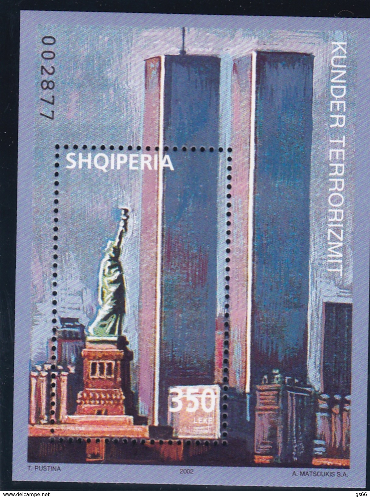 Albanien, 2002, 2893 Block 142, Terror: World Trade Center. MNH ** - Albanie