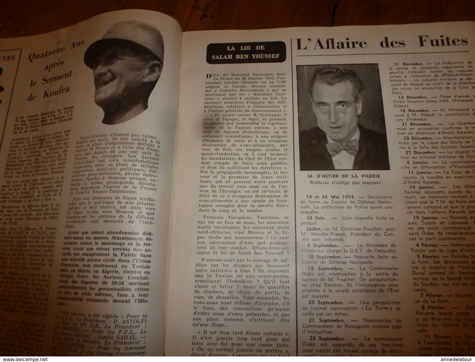 1955 LE COMBATTANT D'INDOCHINE: Hanoï;  SIHANOUK le roi du Cambodge;Affaire des fuites;Les infirmières parachutistes;etc