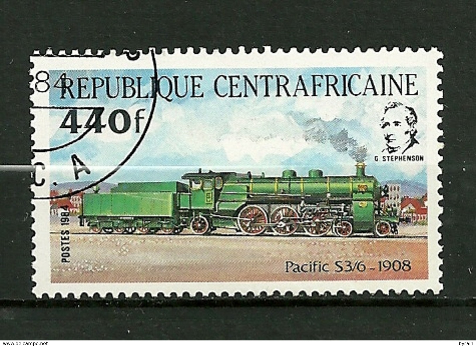 Rép.Centrafricaine  1984  N° 623  " Locomotive  Pacifique S3/6  1908 "   Neuf/Tamponné - Centrafricaine (République)