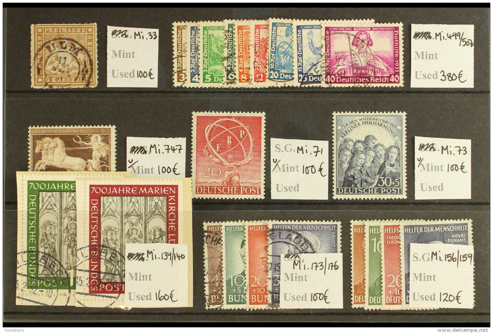 GERMAN AREA Useful Mint And Used Selection With 1933 Wagner Set Used, 1940 42pf Brown Ribbon NHM, 1951 St Mary's... - Other & Unclassified