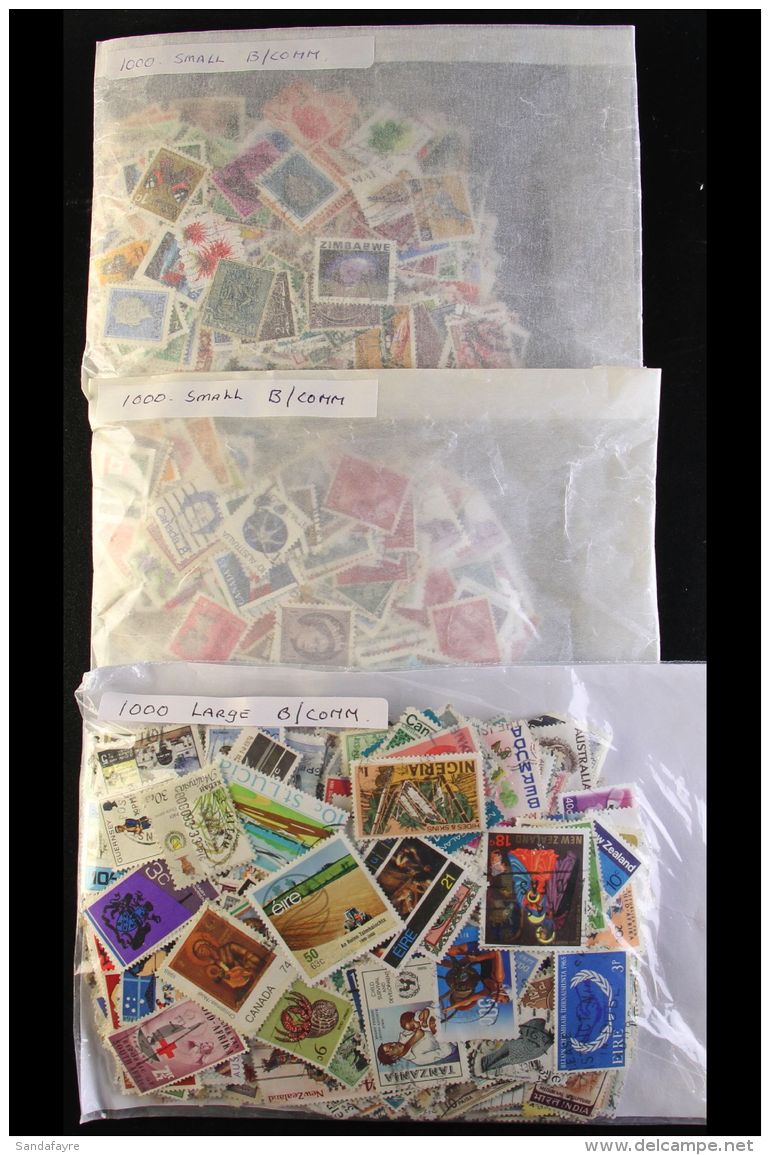 BRITISH COMMONWEALTH Used Mostly QEII Definitive &amp; Commemorative Issues In Three Packets Of 1,000 Stamps.... - Other & Unclassified