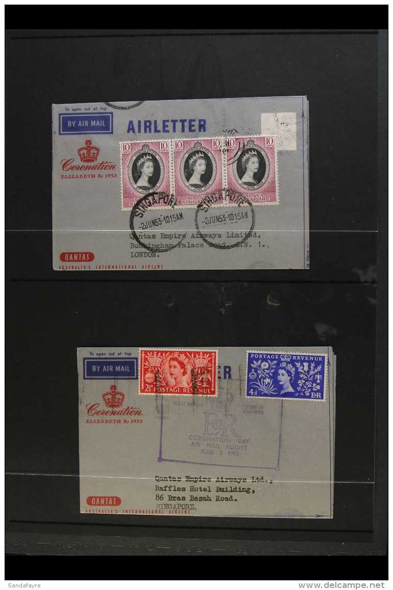 1953 CORONATION SINGAPORE - A Pair Of Special Qantas Coronation Air Letters With June 2nd Singapore To London... - Unclassified