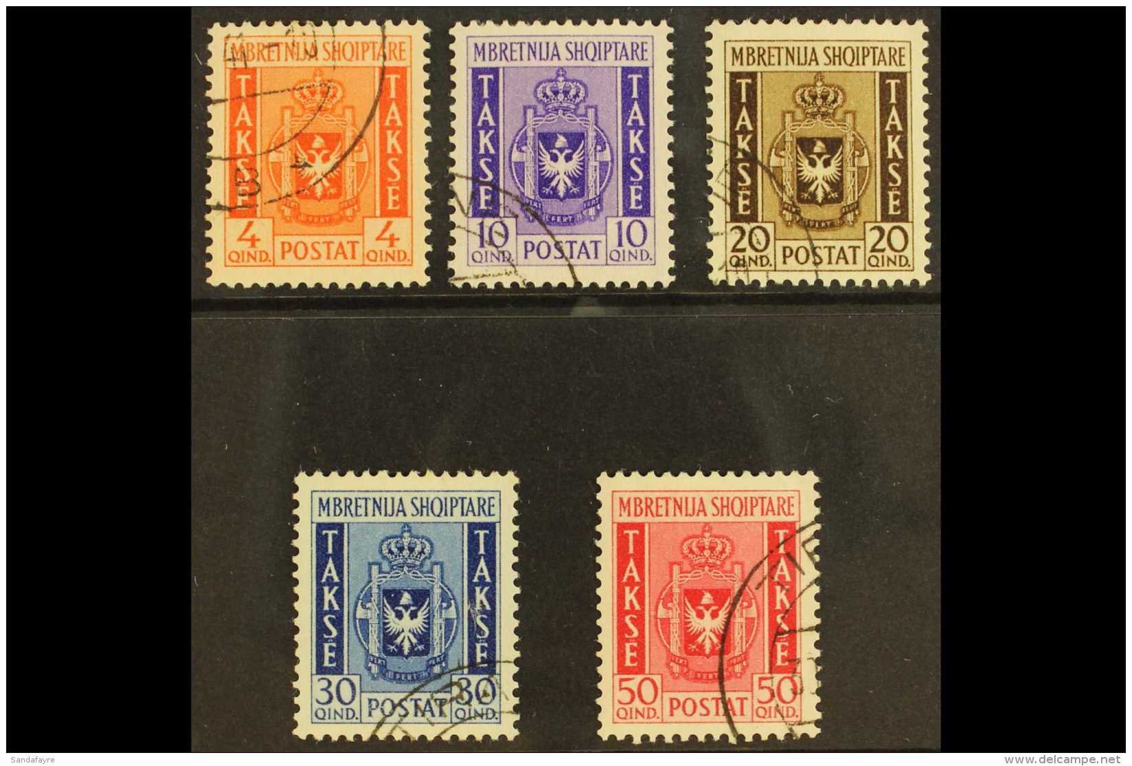 WWII - ITALIAN OCCUPATION OF ALBANIA 1940 Postage Due Set Compete, Sass S9, Very Fine Used. (5 Stamps) For More... - Unclassified