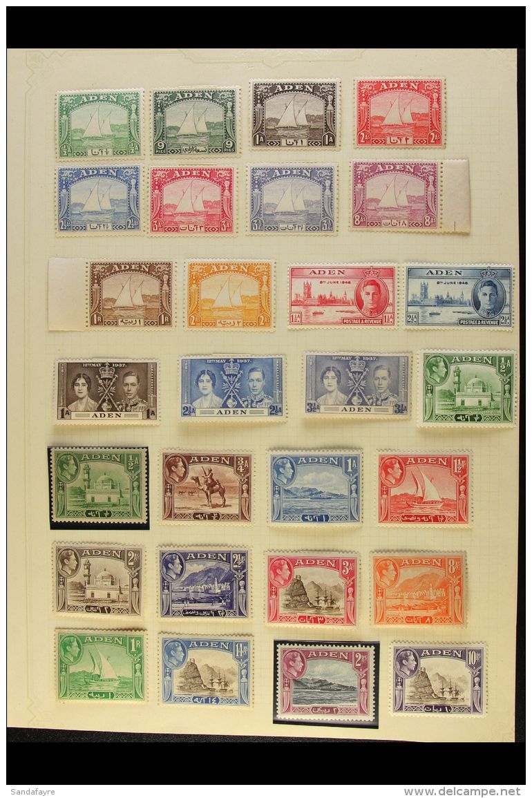 1937-1964 FINE MINT COLLECTION On Leaves, ALL DIFFERENT, Inc 1937 Dhow Set To 2r, 1939-48 Set (ex 5r), 1953-63... - Aden (1854-1963)