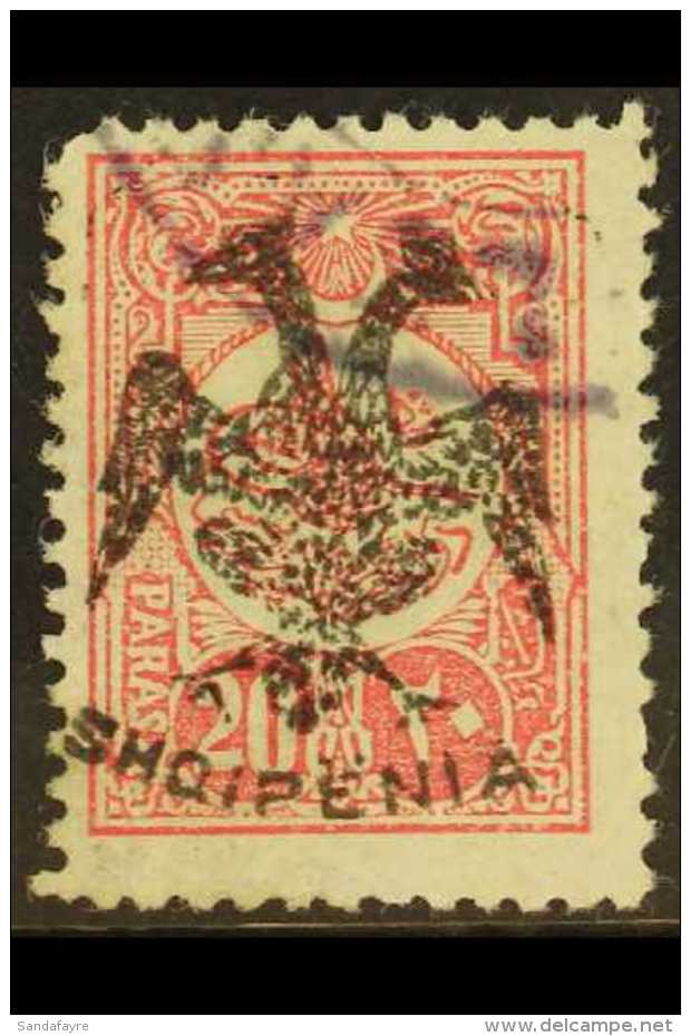 1913 20pa Rose-carmine With "Double Eagle" Handstamp, Ordinary Paper, Perf 12, Michel 6x, Fine Used, Expertised B.... - Albania