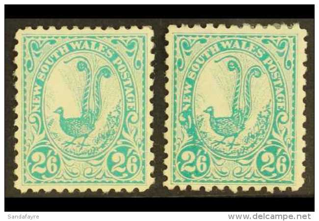 NEW SOUTH WALES 1905-10 2s.6d Blue Green Lyrebird, SG 349a And 349b, Fine Mint. (2) For More Images, Please Visit... - Other & Unclassified