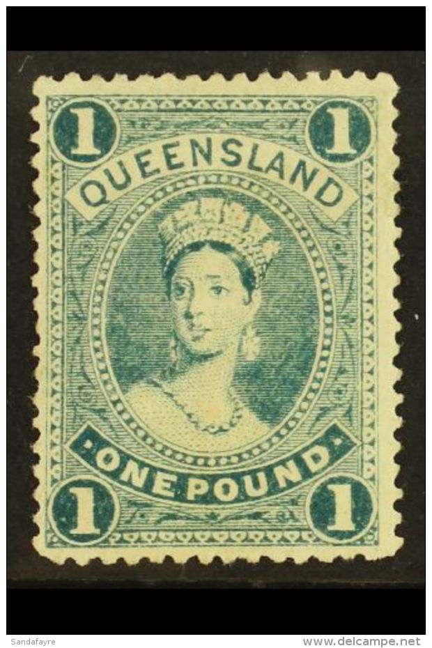 QUEENSLAND 1907 &pound;1 Bluish Green, SG 312, Very Fine And Fresh Mint Og. Lovely Stamp. For More Images, Please... - Other & Unclassified