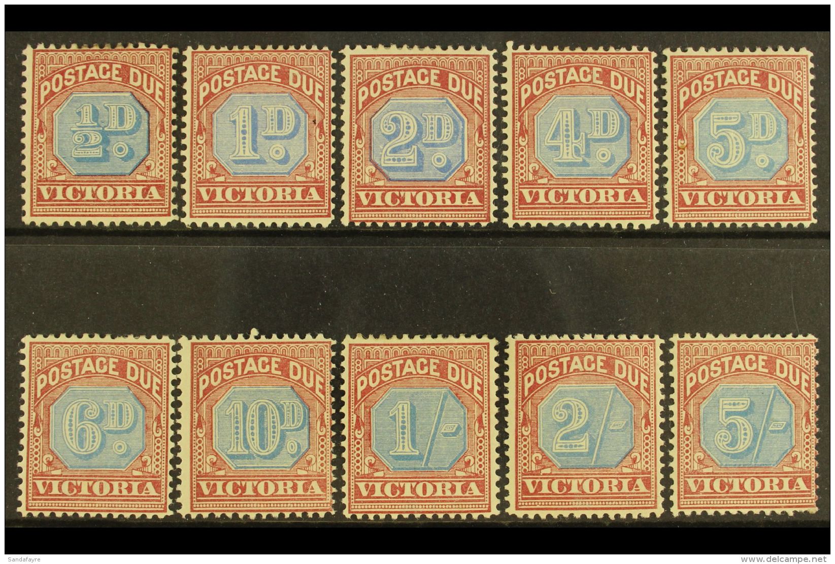 VICTORIA POSTAGE DUE 1890-94 Set Complete, SG D1/10, Fine Mint, Lovely Fresh Colours, The 5s With Short Perf (10... - Other & Unclassified