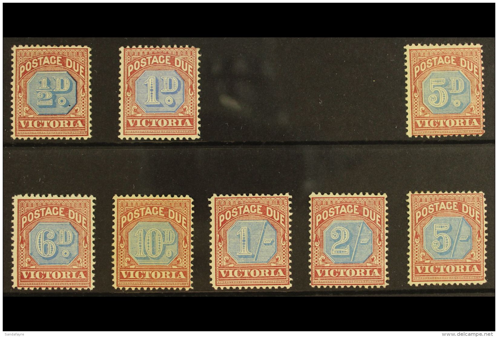 VICTORIA POSTAGE DUES 1890-94 Set Complete (missing 2d &amp; 4d), SG D1-10, Fine Mint, The 10d Without Gum. Fresh... - Other & Unclassified