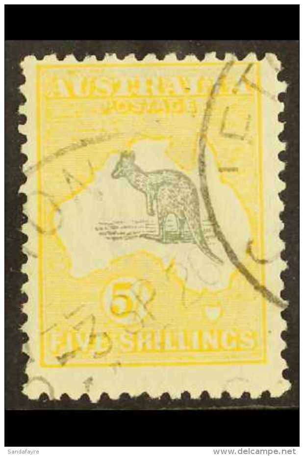 1915-27 5s Grey And Yellow Kangaroo, SG 42, Fine Used. For More Images, Please Visit... - Other & Unclassified