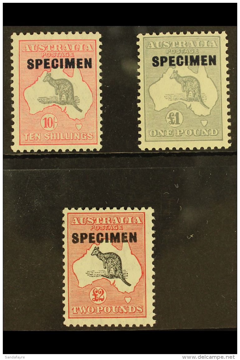 1931-36 10s, &pound;1 And &pound;2 Roo's Wmk C Of A, Each Overprinted "SPECIMEN", SG 136s/38s, Never Hinged Mint... - Other & Unclassified
