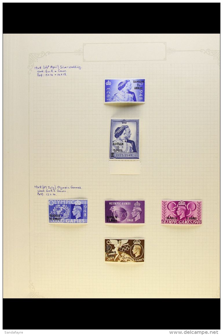 1938-57 COLLECTION Of Very Fine Mint Issues On Pages, Incl. 1938-41 &frac12;a To 1a, 1948 Wedding 15r (nhm),... - Bahrain (...-1965)
