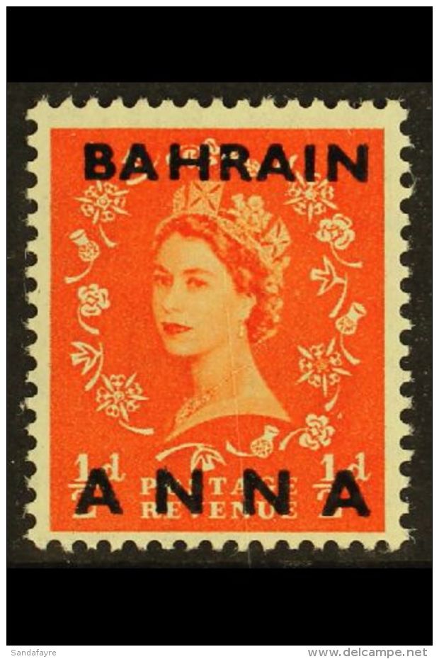 1952-54 &frac12;d Orange Red, With "&frac12;" Omitted, SG 80a, Very Fine Mint. For More Images, Please Visit... - Bahrain (...-1965)