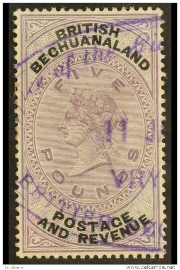 1888 &pound;5 Lilac &amp; Black (SG 21, Barefoot 15), Very Fine Used With Violet Fiscal Cancel, Lovely Fresh... - Other & Unclassified