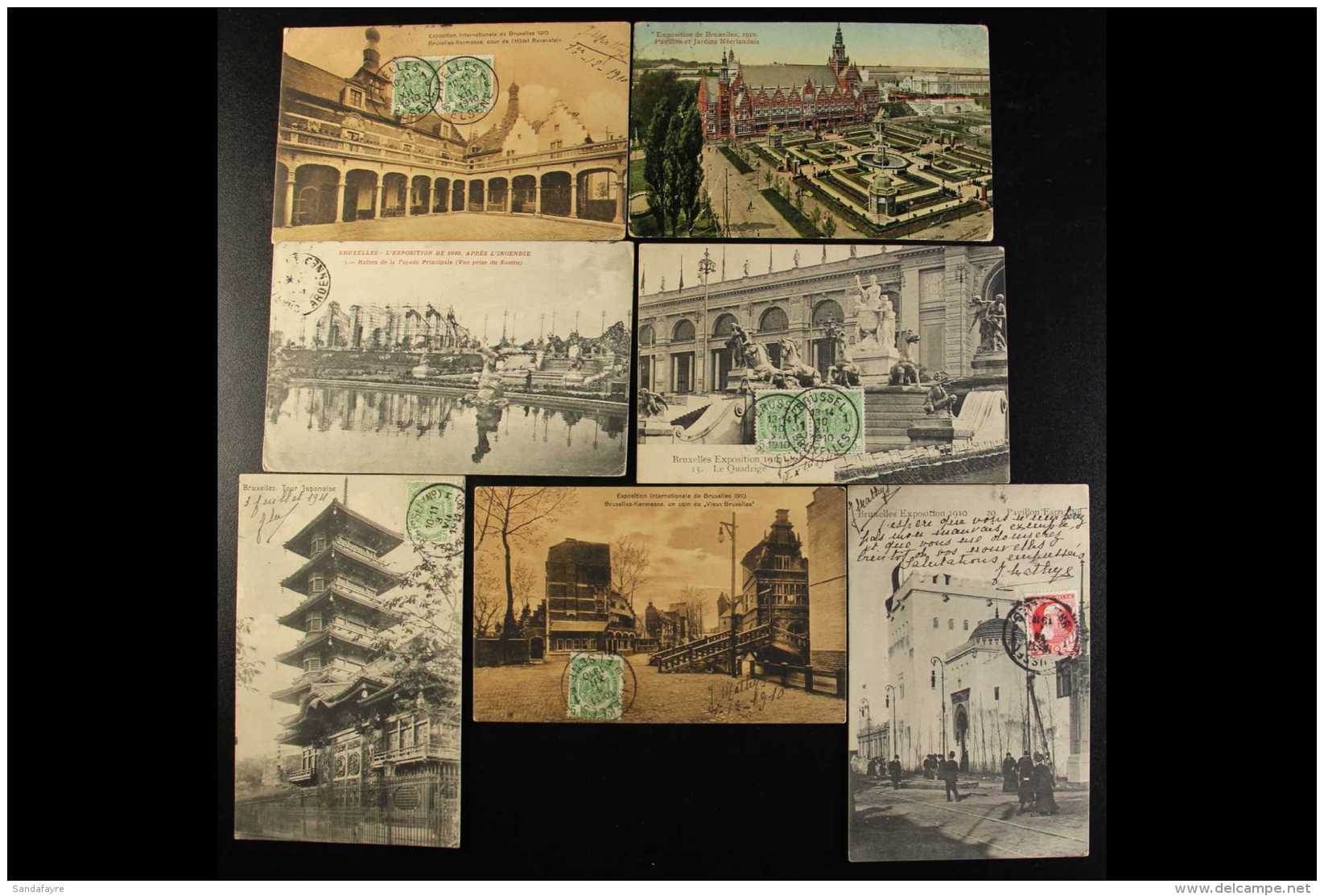 1910 BRUSSELS EXHIBITION POSTCARDS. A Group Of Mostly Used Picture Postcards Showing Various Pavilions &amp;... - Other & Unclassified