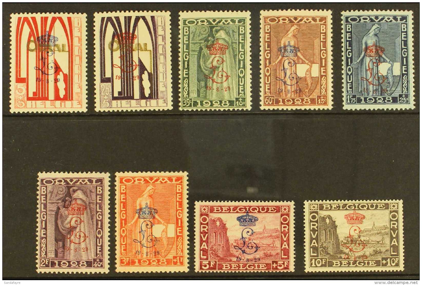1929 Laying Of First Stone Monogram Overprints On Orval Complete Set (SG 543/51, Michel 235/43 I, COB 272A/72K),... - Other & Unclassified