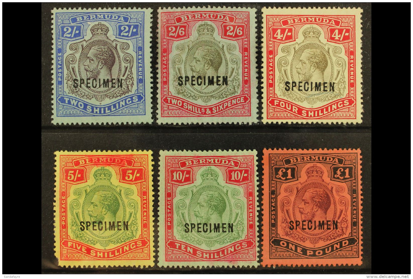 1918-22 KGV H/Value MCA Wmk "SPECIMEN" Opt'd Complete Set, SG 51bs/55s, Fine To Very Fine Mint Part Og. 5s Corner... - Bermuda