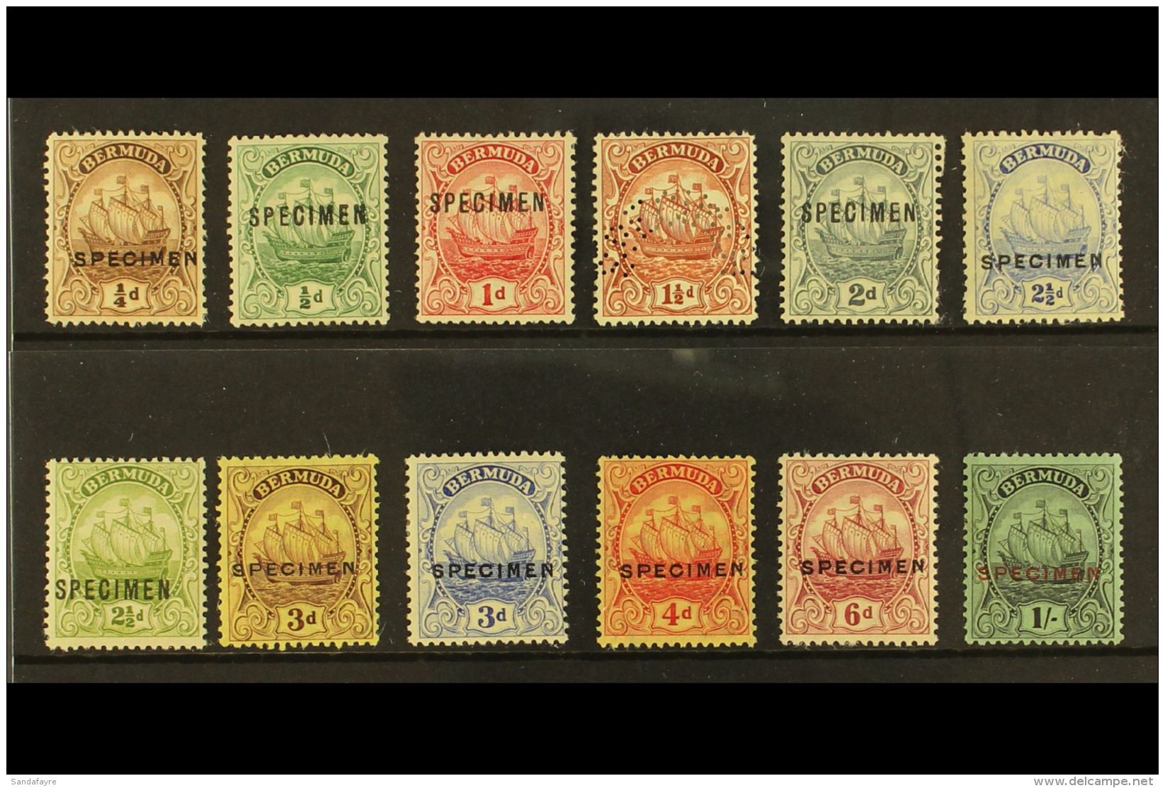 1922-34 "Caravel" Multi Script CA Wmk "SPECIMEN" Set, SG 77s/87s, Very Fine Mint Overprinted Or Perforated Set.... - Bermuda