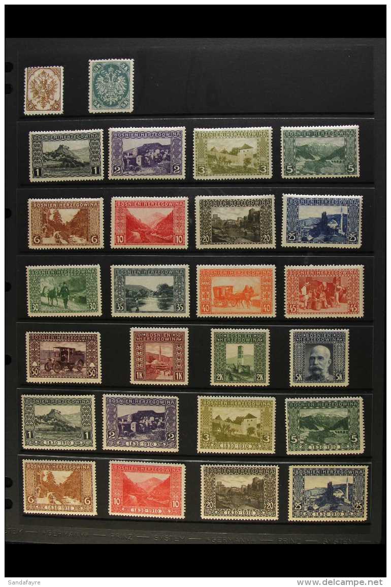 1900-1918 MINT SELECTION Presented On A Trio Of Stock Pages. Includes 1900 Arms 5k, 1906 Pictorial Set Mint, 1910... - Bosnia And Herzegovina