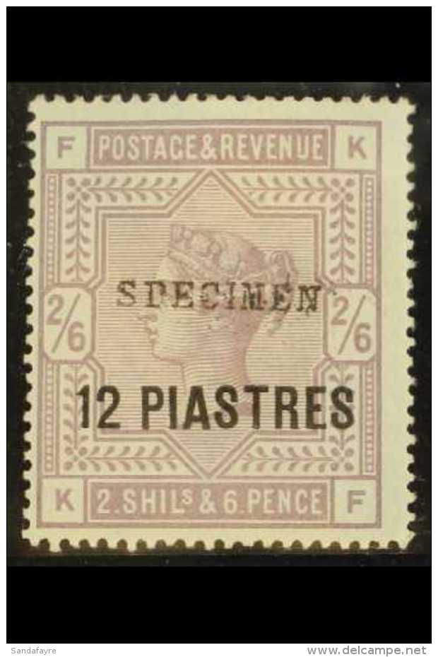 1885 12pi On 2s6d Lilac On Bluish Paper, Overprinted "SPECIMEN", SG 3s, Mint, Horizontal Crease. With RPS... - British Levant