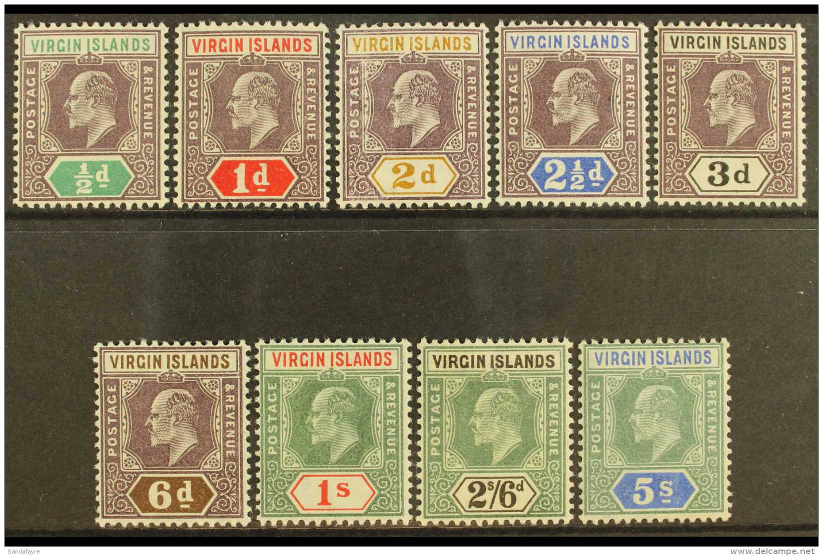 1904 KEVII Definitive Complete Set, SG 54/62, Very Fine Lightly Hinged Mint. (9 Stamps) For More Images, Please... - British Virgin Islands