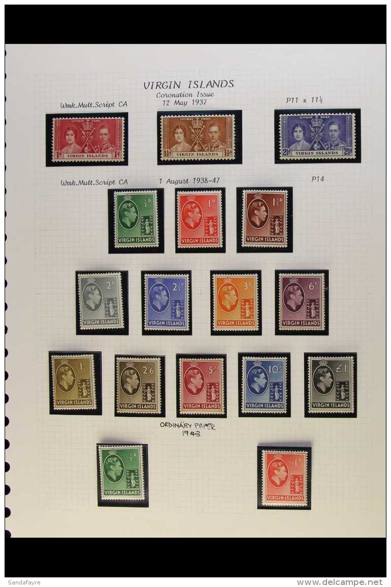 1937-52 KGVI FINE MINT COLLECTION Complete Basic Run From 1937 Coronation Set To 1952 Defins Set, 1937-47 Defins... - British Virgin Islands