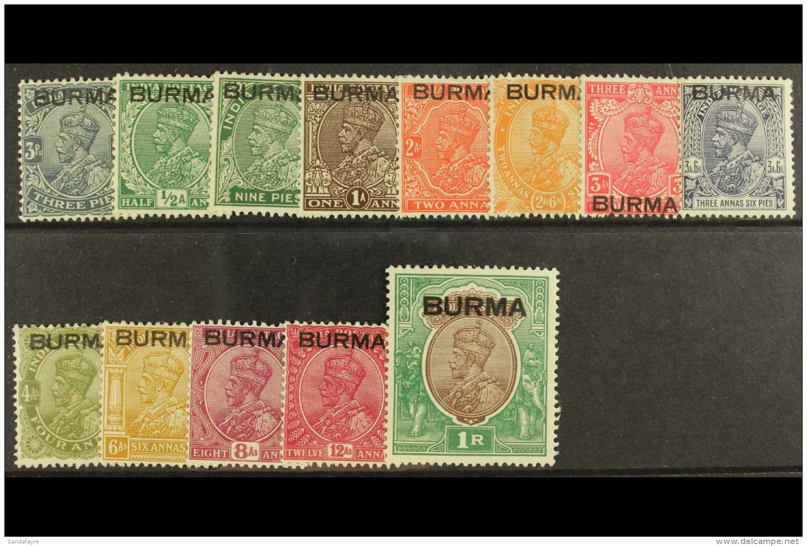 193760 Overprints Set To 1r, SG 1/13, Fine Mint. (13) For More Images, Please Visit... - Burma (...-1947)