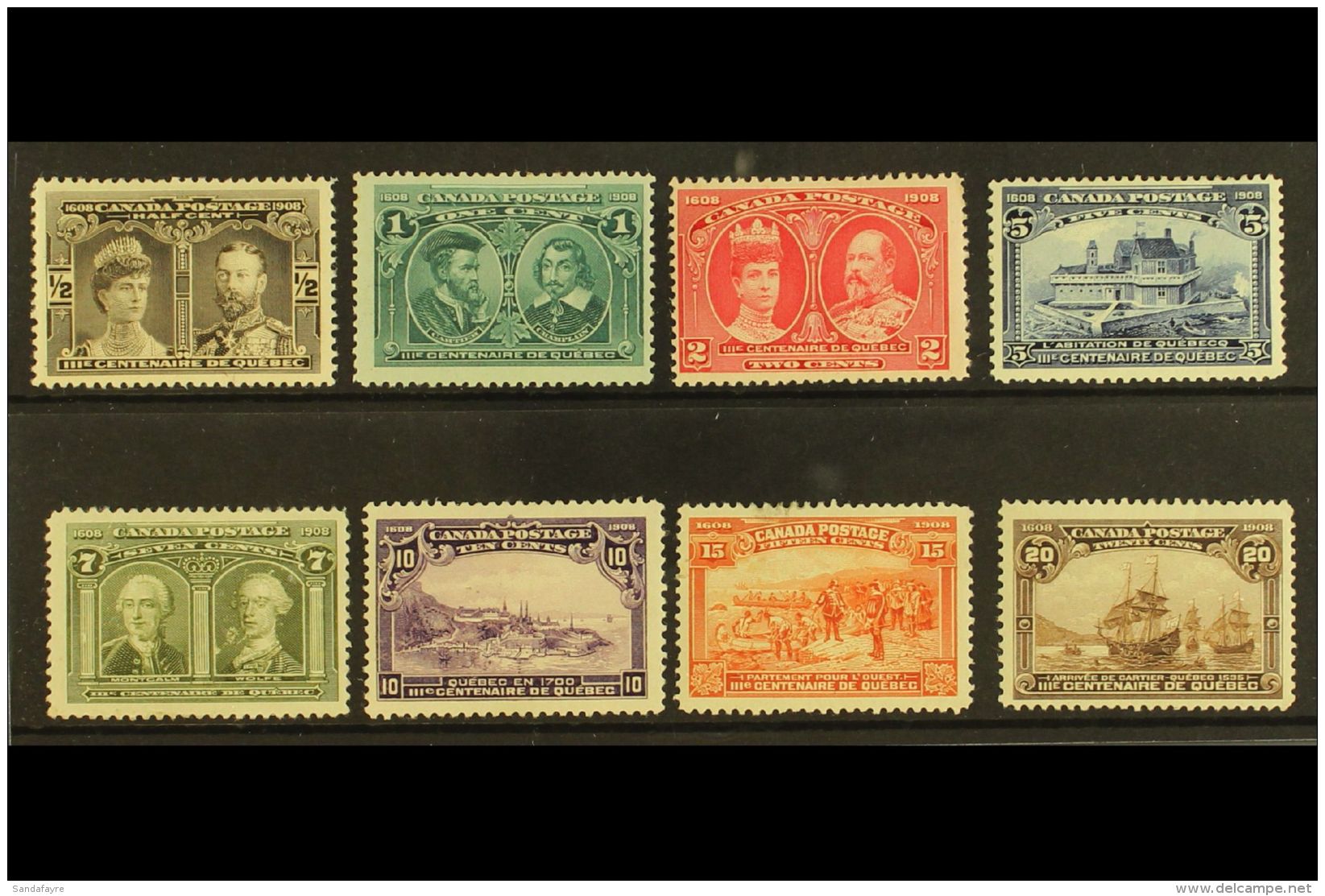 1908 Quebec Tercentenary Complete Set, SG 188/95, Mint, 15c With Small Greasy Spot At Top, Fresh Colours, Cat... - Other & Unclassified