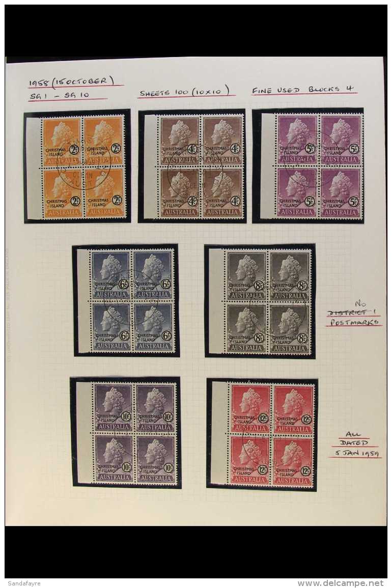 1958-1978 SUPERB USED COLLECTION With Many Blocks Of 4 Presented In Hingeless Mounts On Leaves, Inc 1958 Opts... - Christmas Island