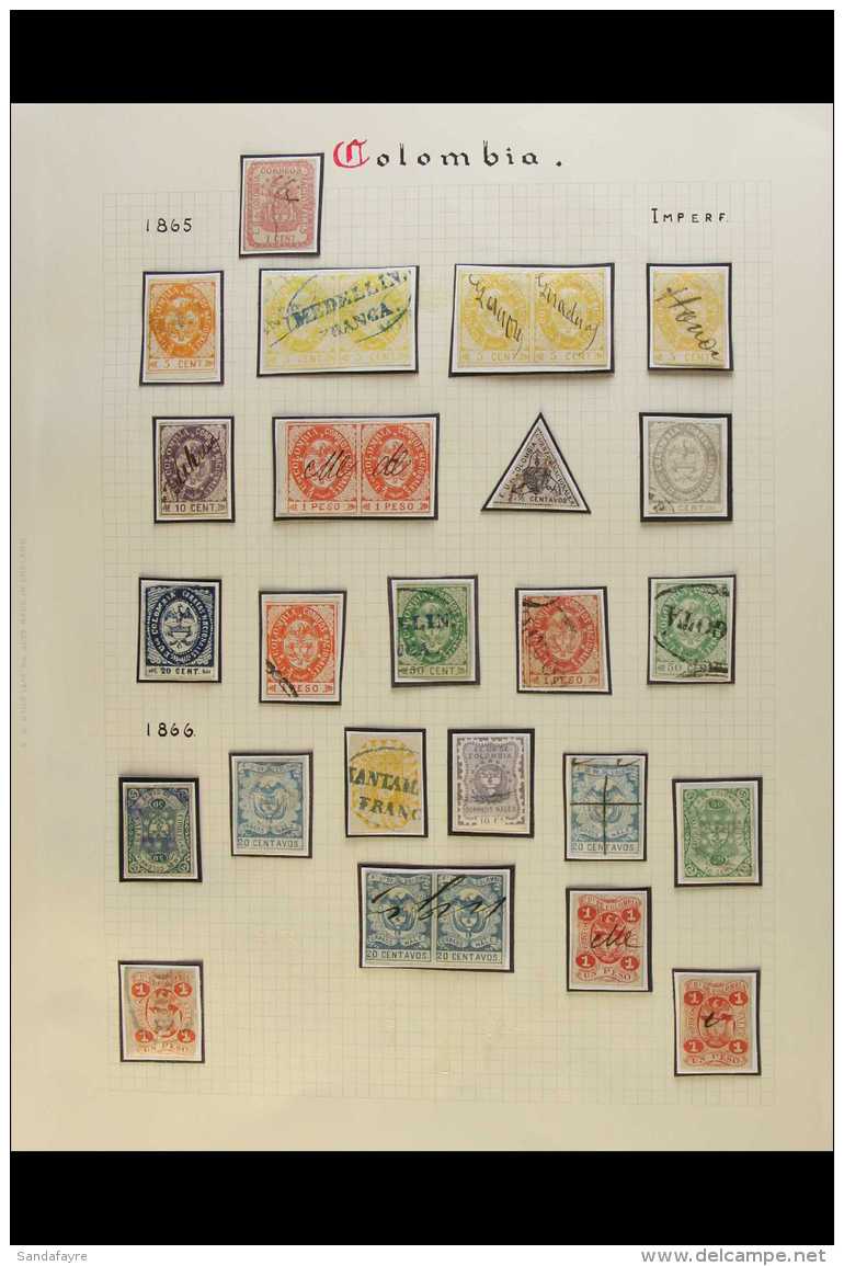 1862-1883 IMPERF CLASSICS. ATTRACTIVE USED COLLECTION With Pairs, Shades &amp; Postmark Interest On Leaves, Inc... - Colombia
