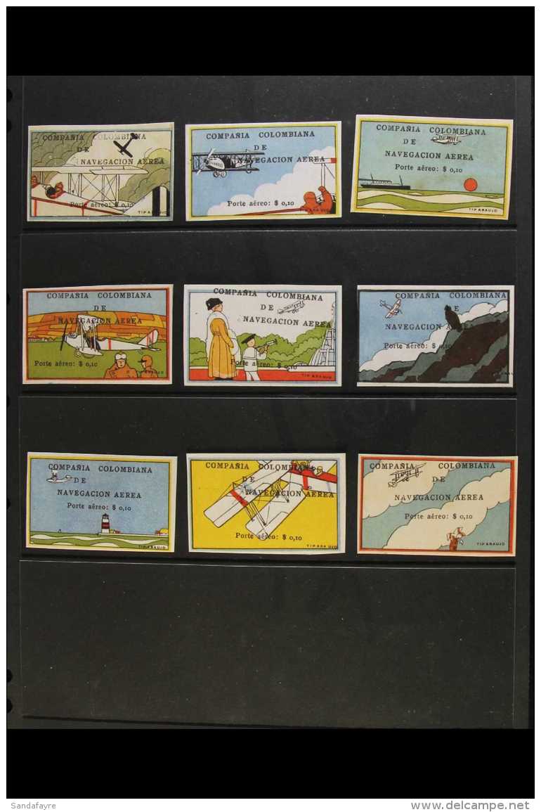 1920 PRIVATE AIR COMPANIES 1920 Compania Colombiana De Navegacion The Complete Set Of 9 Wonderful Poster- Style... - Colombia