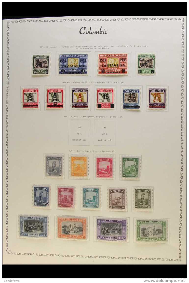 1934-1946 AIR POST ISSUES COMPLETE FINE MINT COLLECTION On Pages, Scott C111/47, Inc 1934 Opts Set, 1941 &amp;... - Colombia