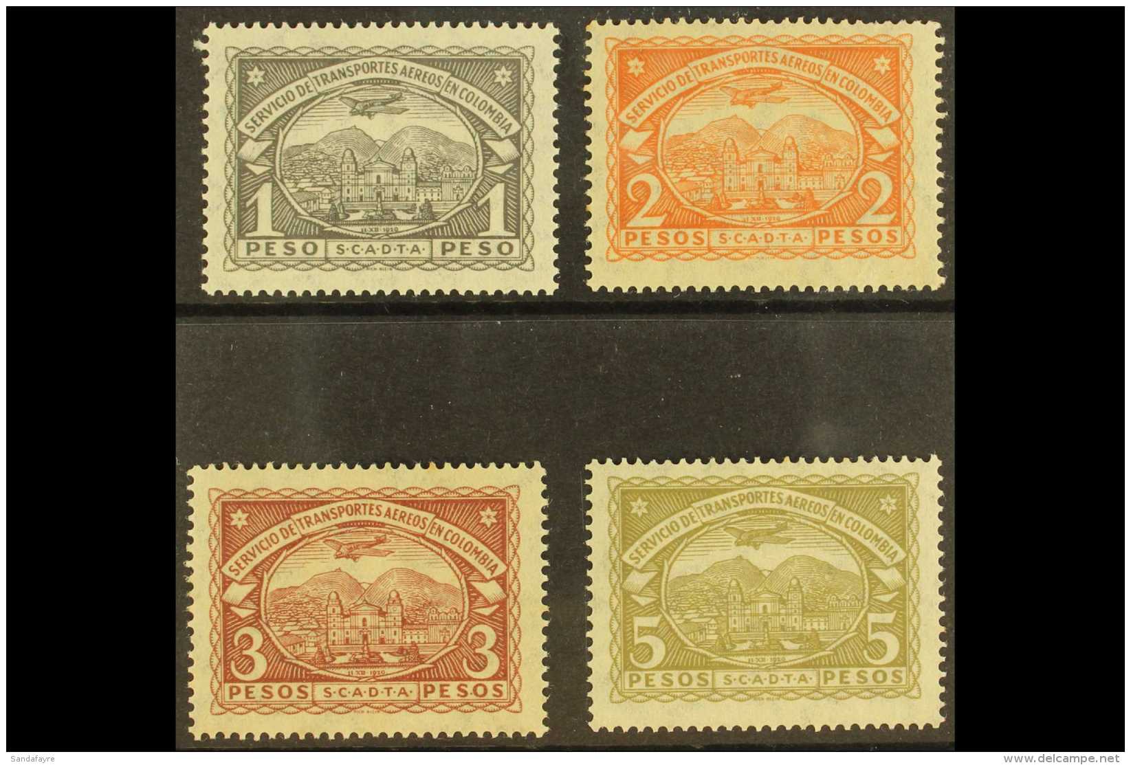 PRIVATE AIRS - SCADTA 1923-28 Top Values, 1p To 5p (SG 46/49, Sc C47/50), Never Hinged Mint. Lovely! (4 Stamps)... - Colombia