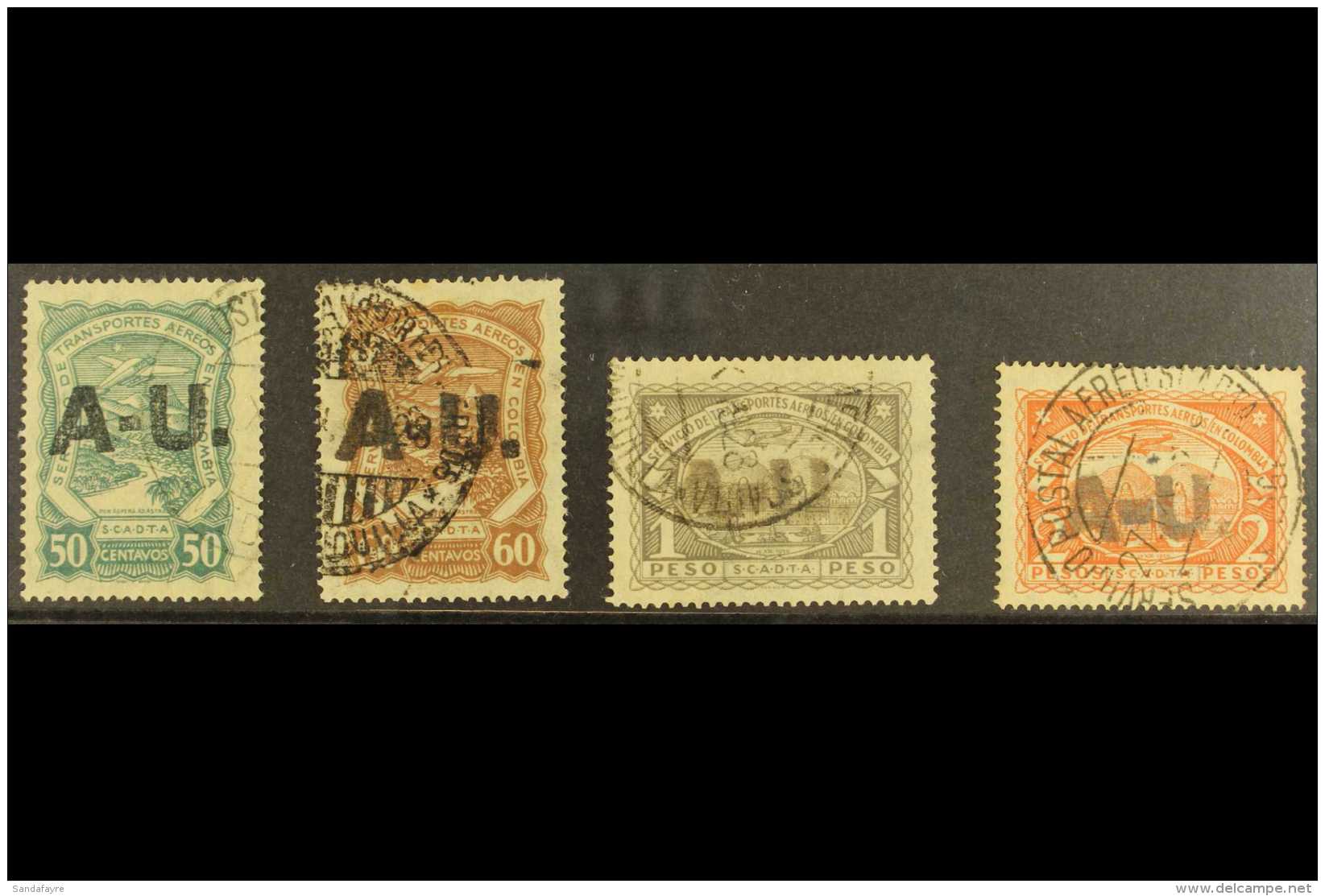 PRIVATE AIRS - SCADTA 1923 Large "A-U." Handstamped (for Argentina And Uruguay) 50c To 2p (SG 49A/52A, Scott... - Colombia