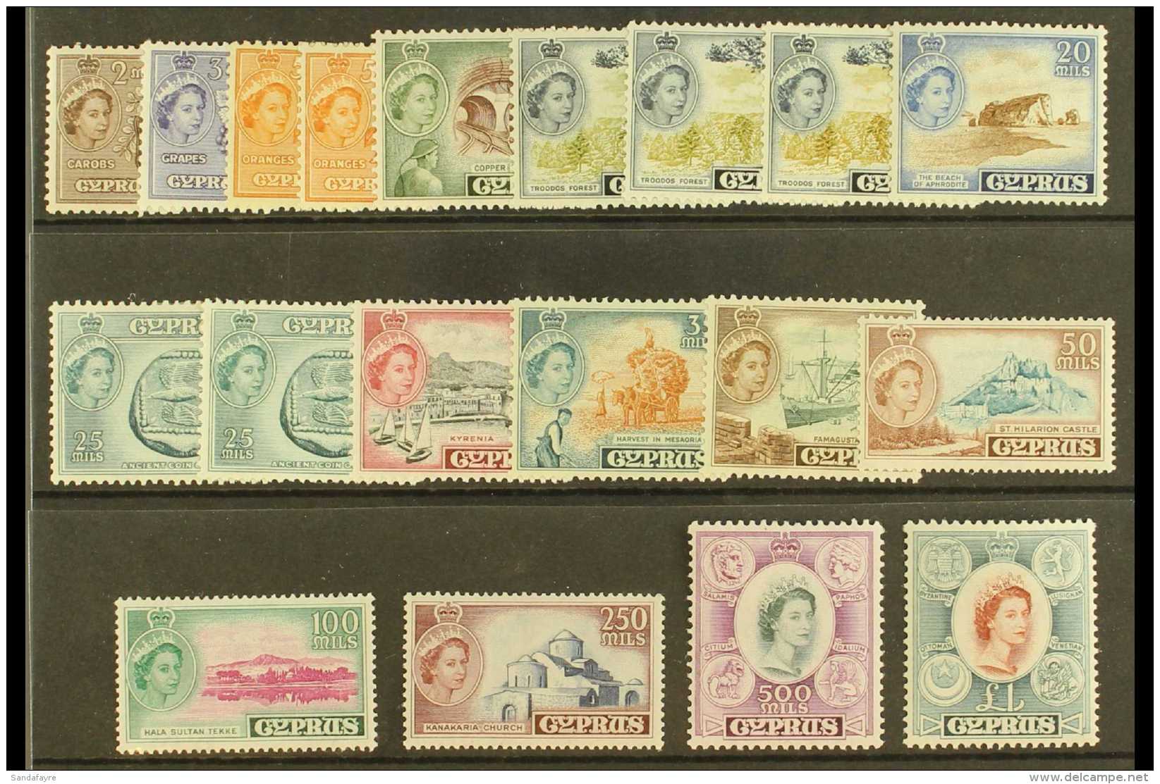 1955-60 Pictorials Complete Set With All Listed Shades, SG 173/87, 175a, 177a/aa &amp; 179a, Very Fine Mint,... - Other & Unclassified