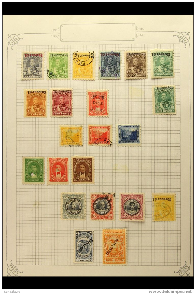 TELEGRAPHS 1892-1938 Mint Or Used Range Displayed On Album Pages, Includes 1892 Set To 5s, 1893 View Types Set Of... - Ecuador