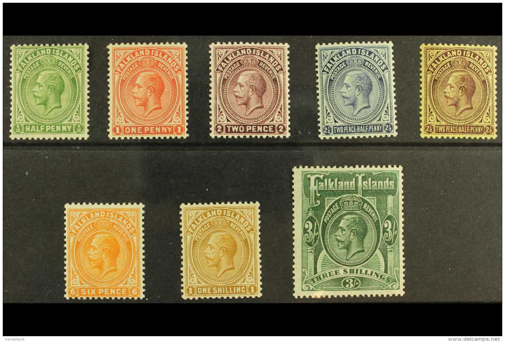 1921-28 Complete Set, SG 73/80, Very Fine Mint, Fresh. (8 Stamps) For More Images, Please Visit... - Falkland Islands