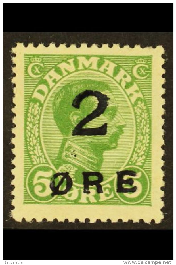 1919 2o On 5o Green Provisional Surcharge, Facit 3, Mint Large Part OG, Shortish Perf At Top. For More Images,... - Faroe Islands