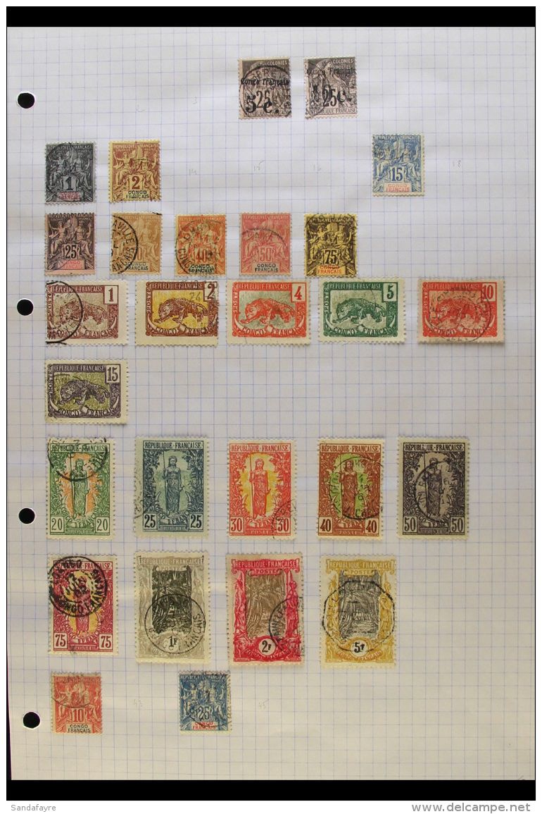 CONGO 1891-1933 All Different FINE USED Collection On Pages. With 1891-92 5c On 25c And 10c On 25c; 1892-1900... - Other & Unclassified