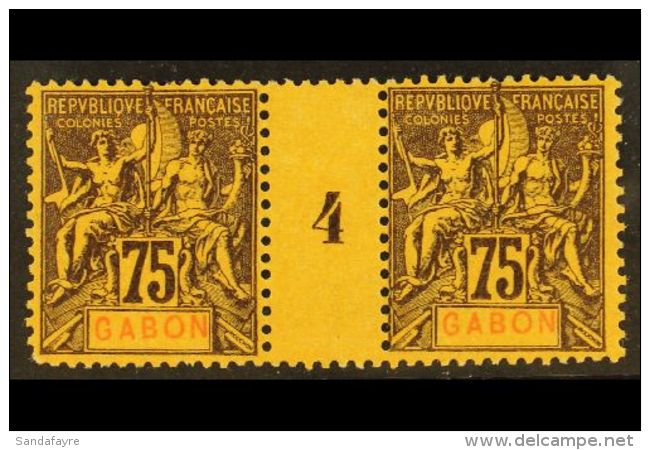 GABON 1904-07 75c Brown On Orange Tablet (Yvert 29, SG 2, Maury 27), Very Fine Mint Horizontal '4' MILLESIME PAIR,... - Other & Unclassified