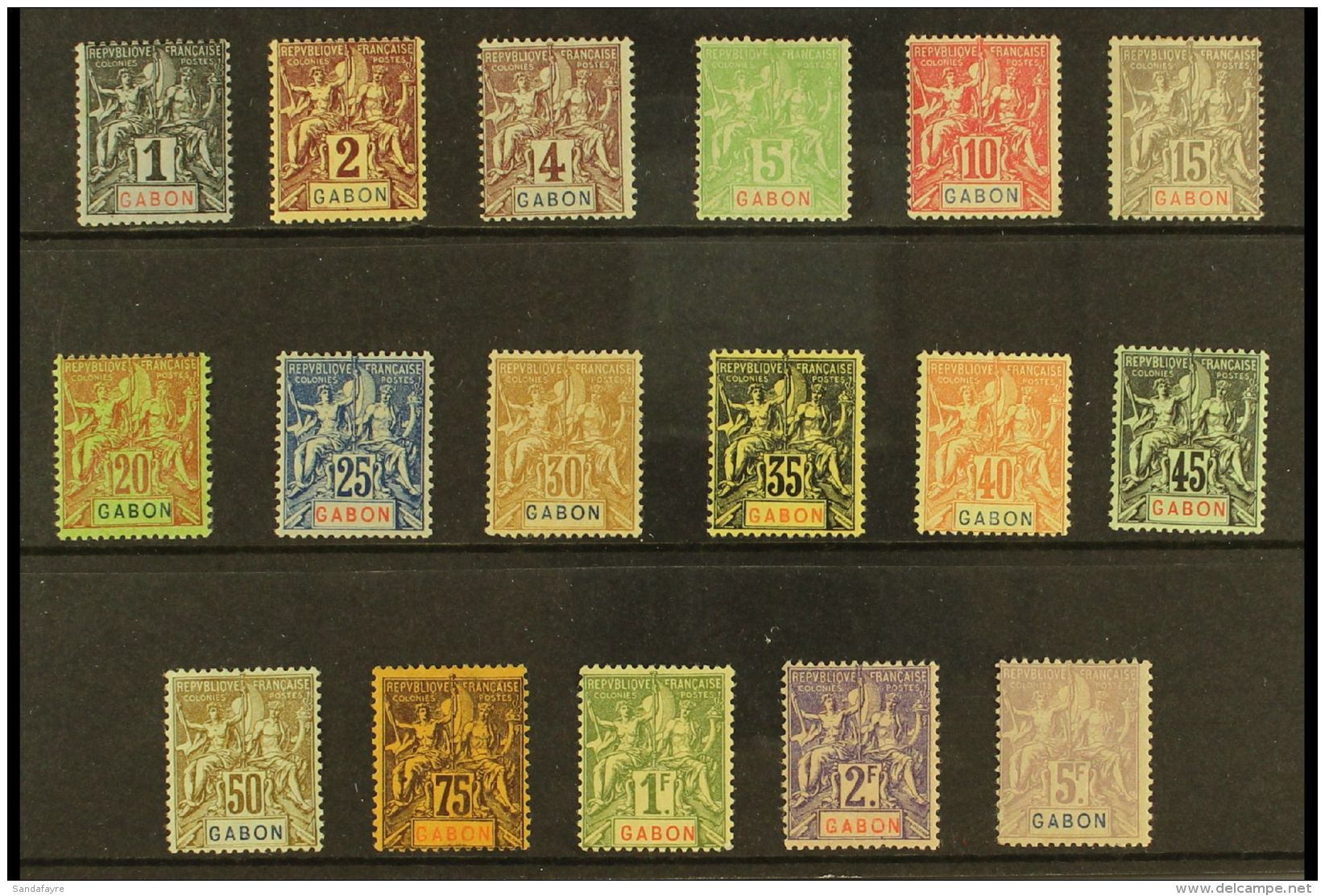 GABON 1904-07 Tablets Complete Set (Yvert 16/32, SG 16/32), Fine Mint, 5f With Small Thin, Very Fresh. (17 Stamps)... - Other & Unclassified